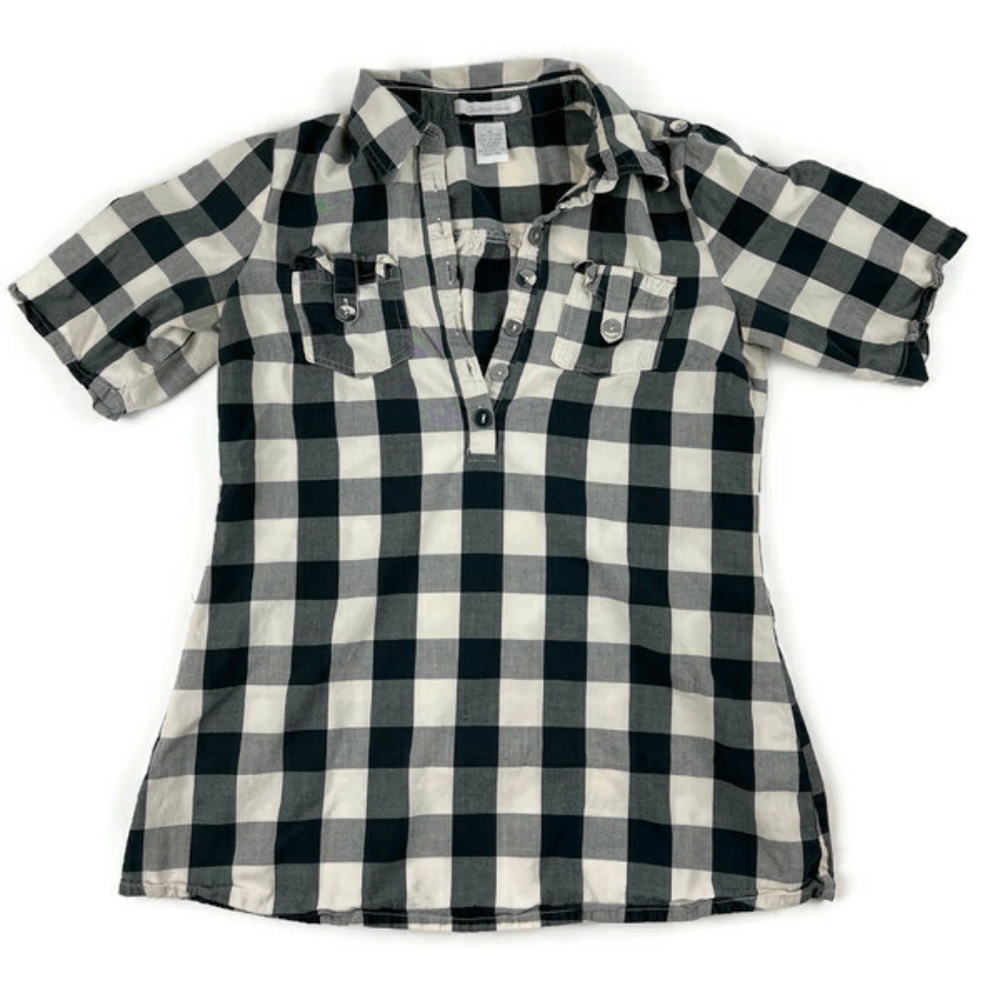Charlotte Russe Womens Blouse Black Plaid Medium